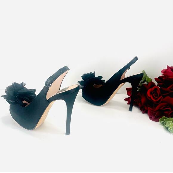 Dolce Vita Amore Platform Stiletto Heels Size 7.5 Black Slingback Open/Peep Toe - Picture 9 of 16